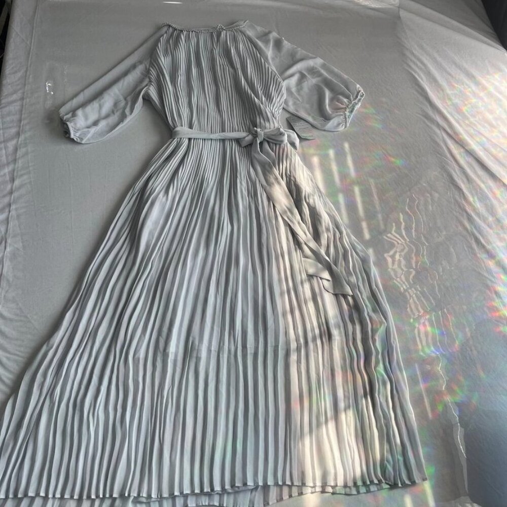NEW Melloday Pleated Midi Dress Belted Light Blue XL - Picture 16 of 16